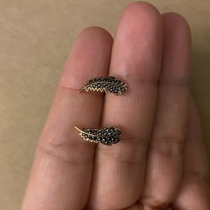 Swarovski feather rose gold studs